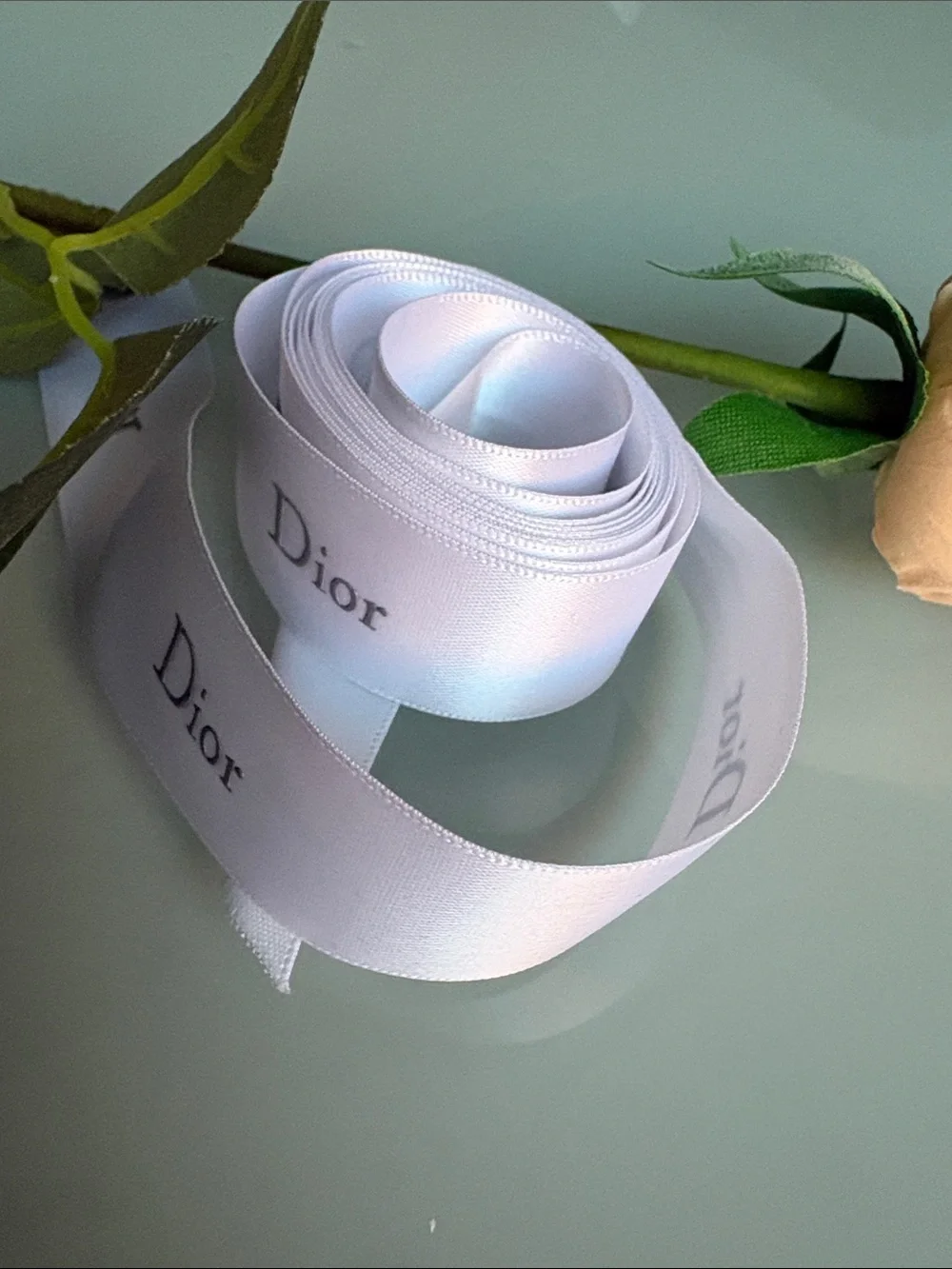Dior White Logo Satin Ribbon